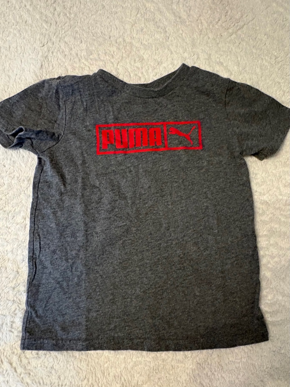 Puma Boys Dark Gray Tee with Red Logo